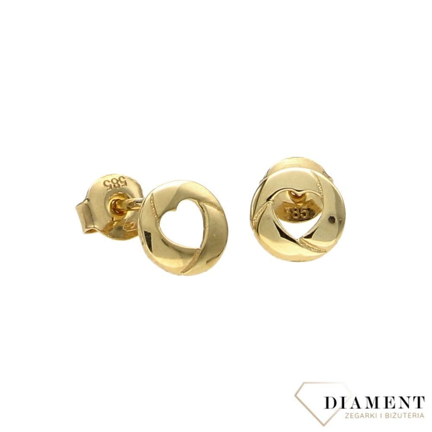 Złote kolczyki 585 koła z motywem serca KL 6790.jpg